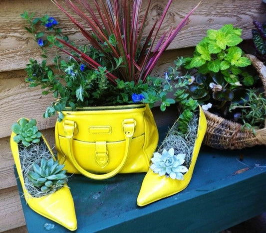 Purses and Totes Turned Planters